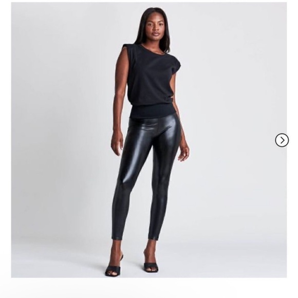 Like New Assets By Spanx Faux Leather Leggings Black Size S - Picture 5 of 13
